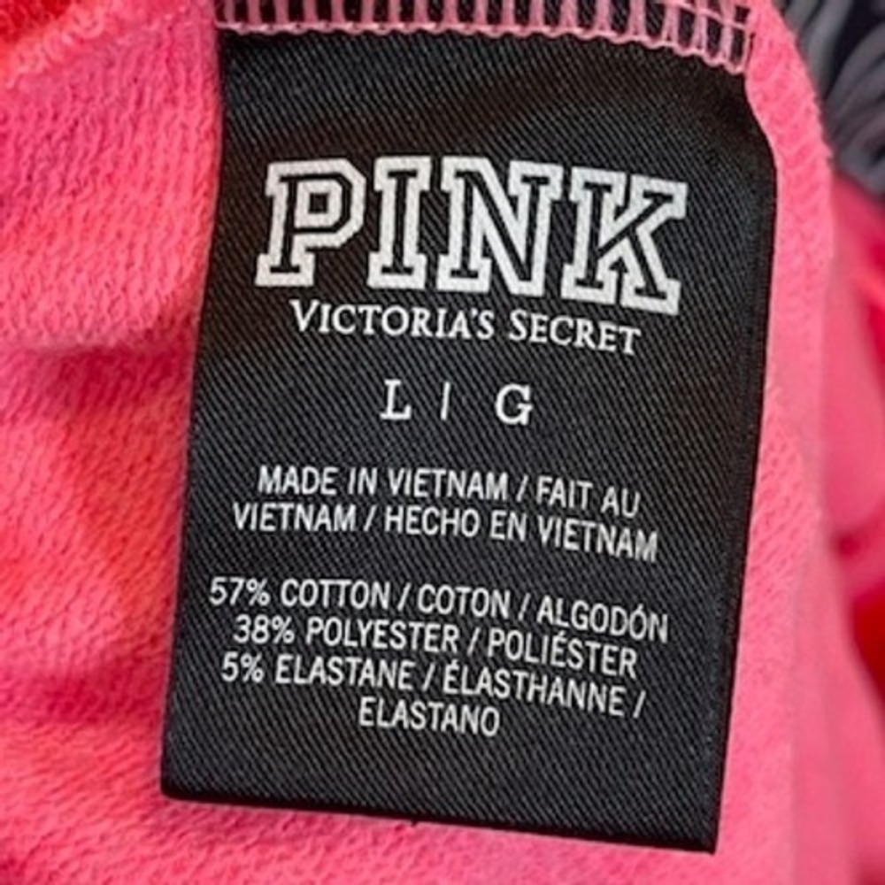 Pink Victoria's Secret Neon Pink Jogger Sweatpants Side Stripe Women Large - Picture 6 of 6